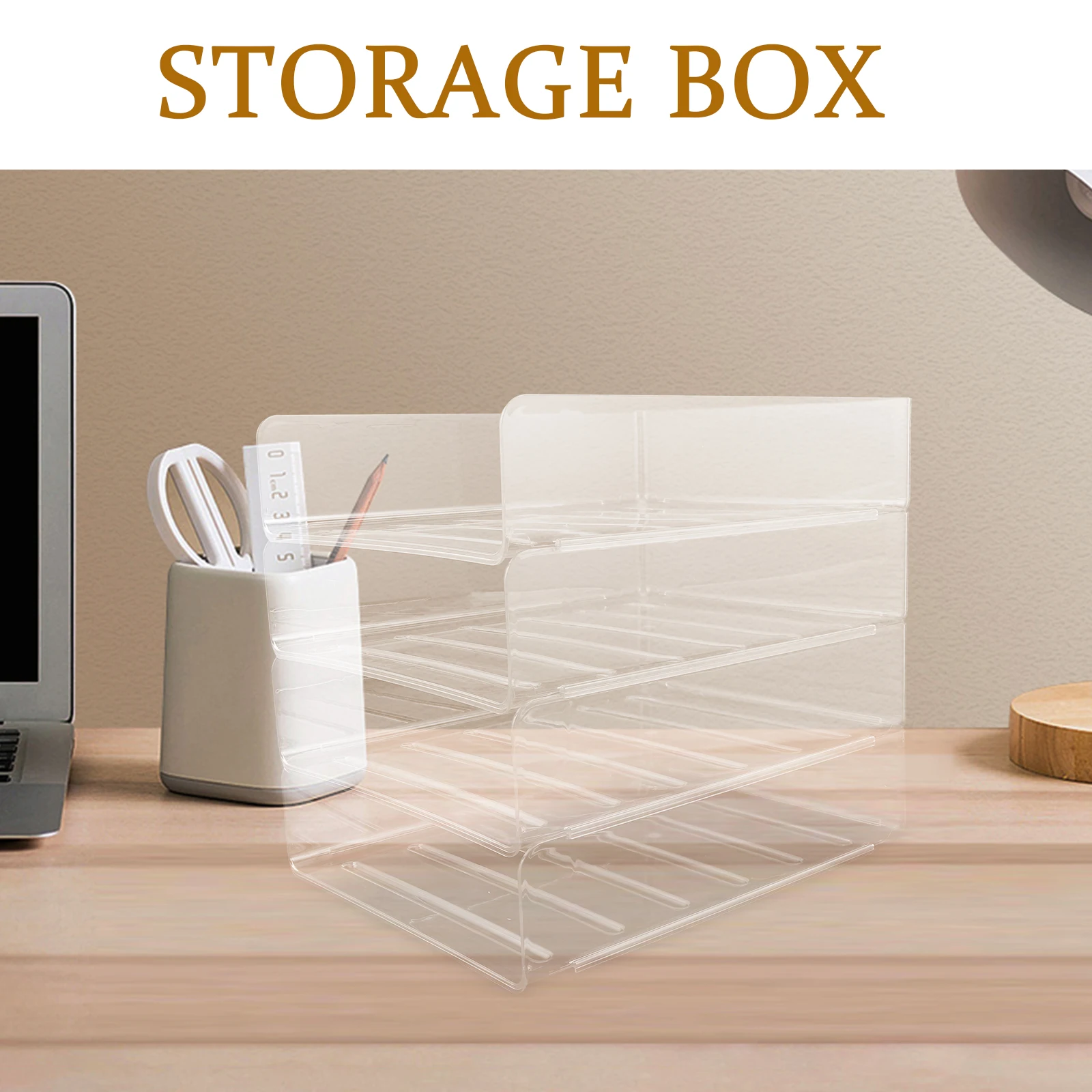 4Pcs Clear Plastic Stackable Paper Trays Desk Organizer Office File Letter Tray Desktop Workspace Storage A4 Paper Storage