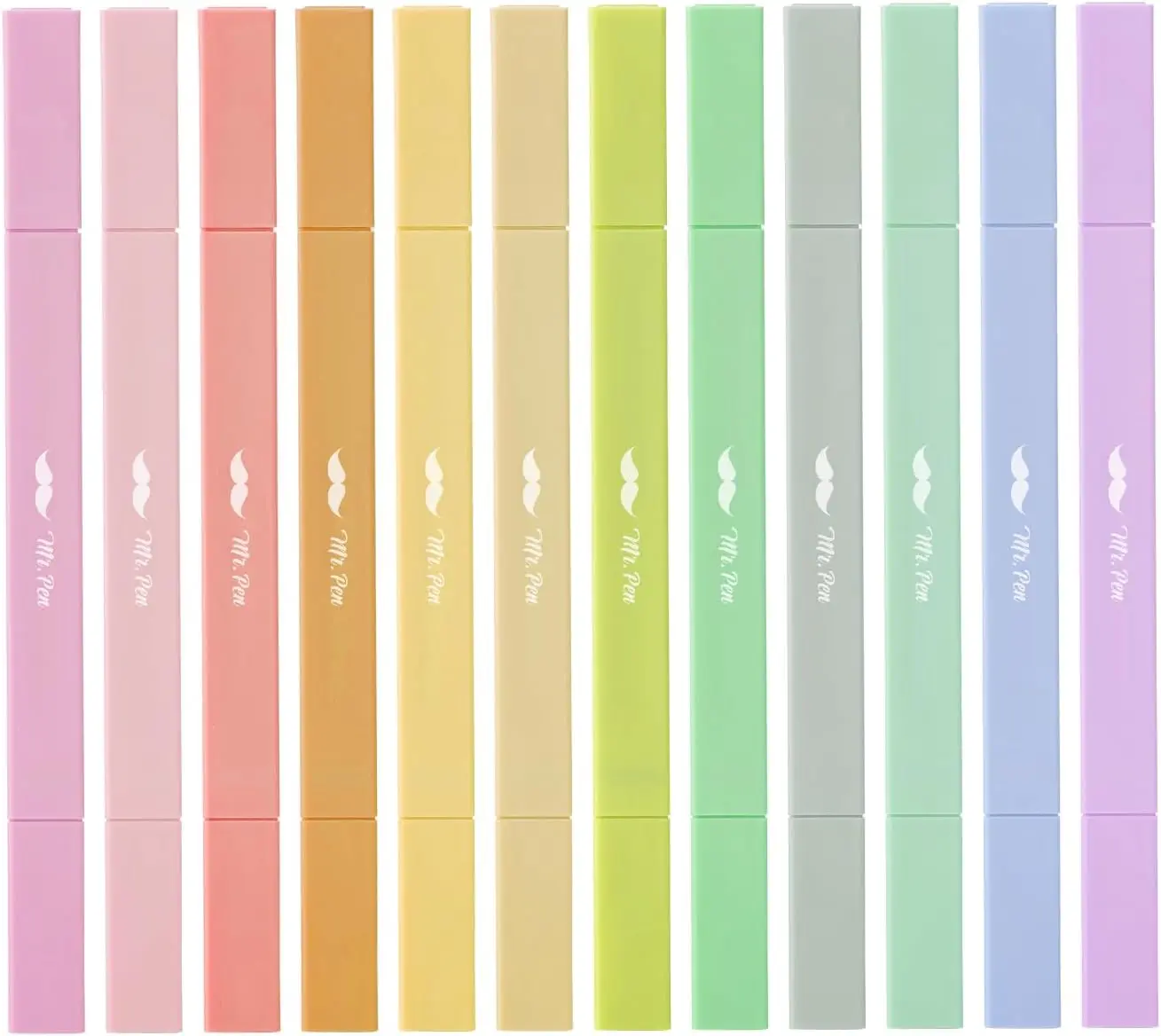 

Dual Tip Pastel Highlighters, 12 Pack with Chisel & Fine Tips for School and Creative Use