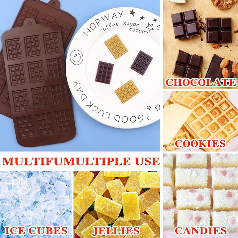 Moldes de silicona para chocolatinas, molde cuadrado antiadherente para barritas de chocolate, molde reutilizable para barritas energéticas de proteínas y caramelos