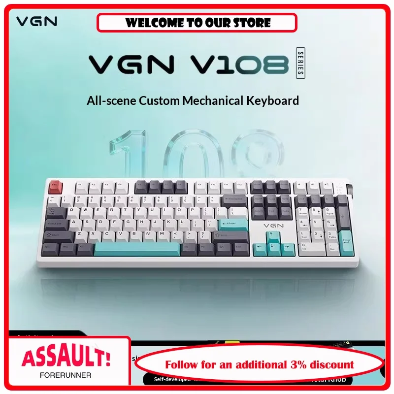 VGN V108 Mechanical Keyboard Wireless the third mock examination Bluetooth E-sports Game Dedicated Office Mute Keyboard