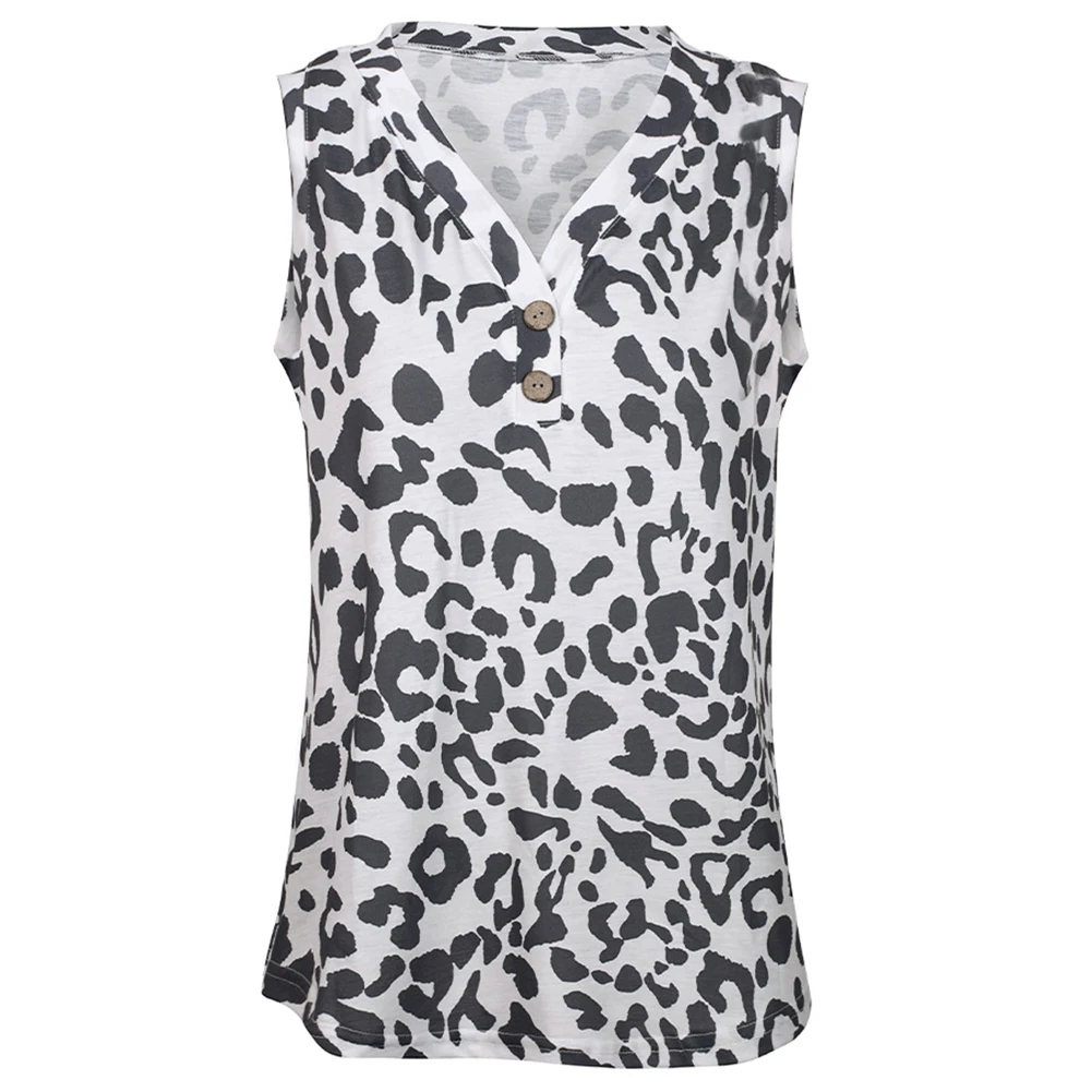 

Womens Tops Breathable Clubwear Crew Neck Leopard Print Loose Party Sexy Sleeveless Summer T Shirt Hot New Female