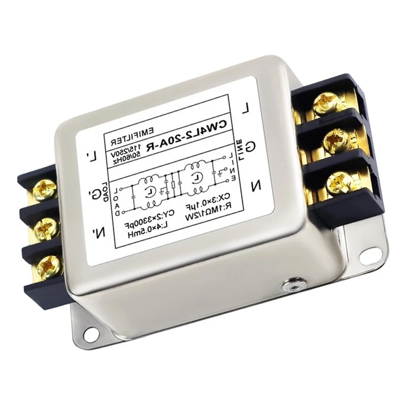 ABJF-Power Purification Unit AC 220V Single-Phase Bipolar Filter Suppression CW4L2-20A-R Terminal Block Installation
