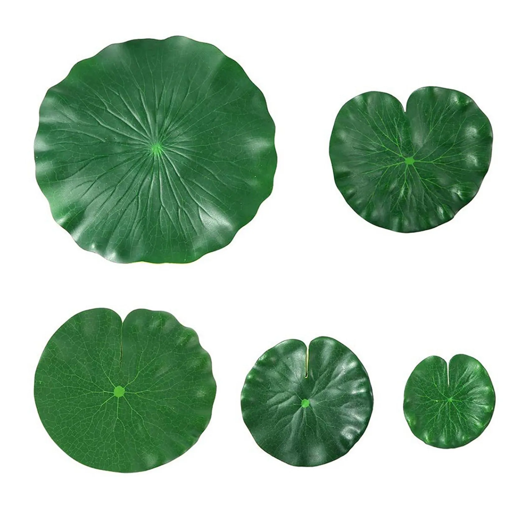CQMF-20 Pieces 5 Kinds Artificial Floating Foam Lotus Leaves Lily Pads Artificial Foliage Pond Decor For Pool Aquarium Decor