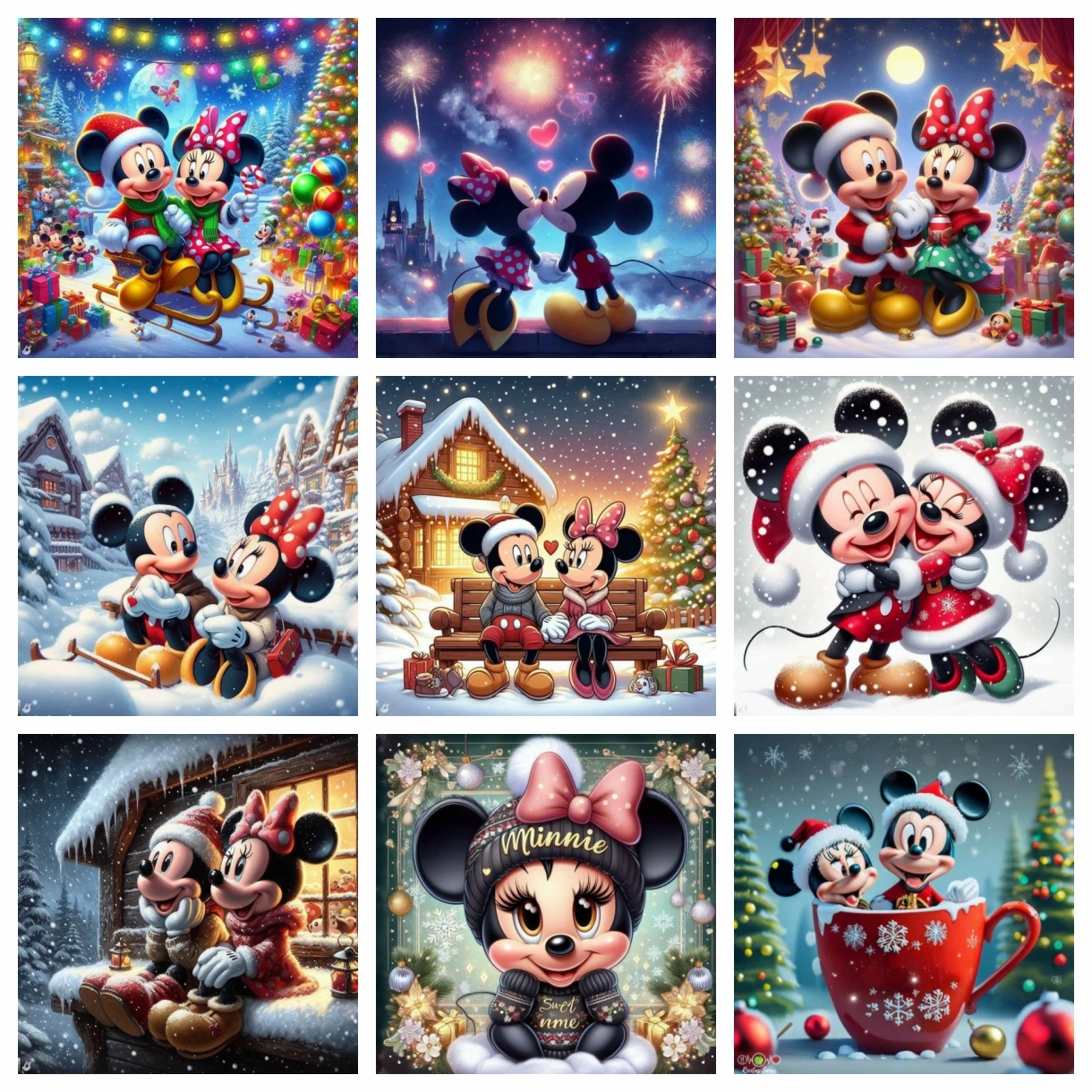 

Микки и Минни Рождество 5D DIY алмазная живопись вышивка крестиком Дисней мультфильм мозаика круглая дрель вышивка домашний декор подарки