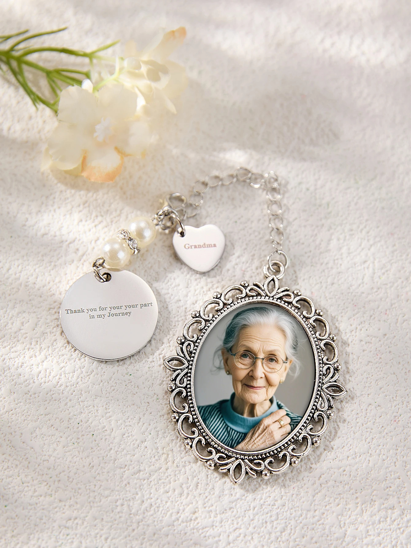 Custom Photo Bouquet Charm Personalized Picture Pendant Wedding Bridal Memorial Charm Gift for Couple Anniversary Birthday image 4