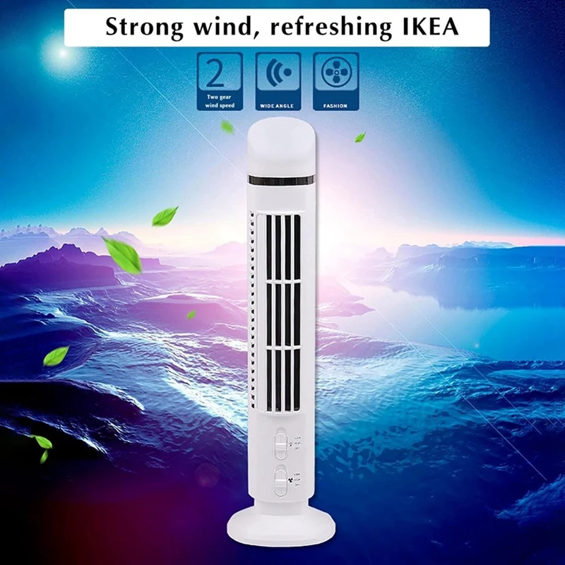 Portable Air Cooler Fan,Streamlined Tower Fan With LED,Powerful Wind,Space-Saving, Bladeless Design, USB Interface Durable