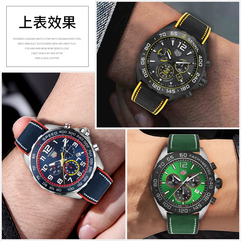 メンズ編組パターンラバー時計ストラップ タグ・ホイヤー F1、アクアレーサー、モナコ、カレラコレクションと互換性あり 21mm 22mm 23mm