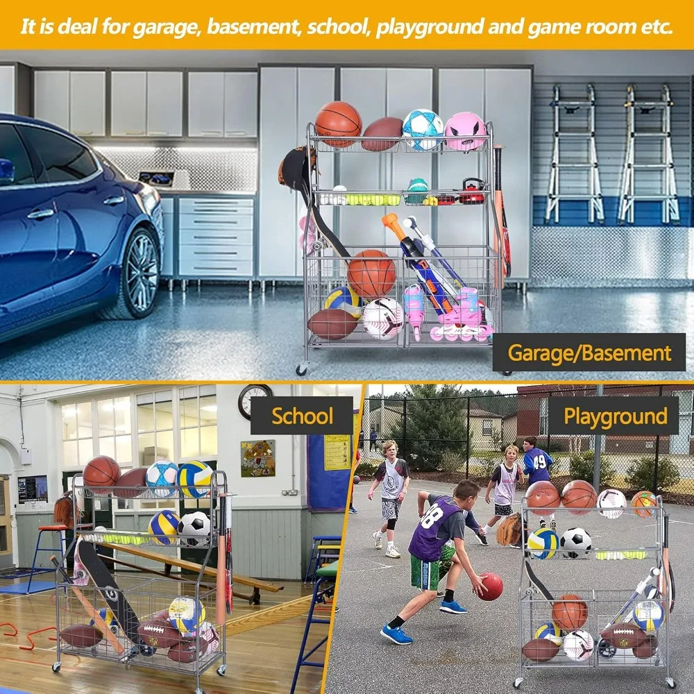 Sports Organizer for Garage, Garage Sports Equipment Organizer, Garage Toy Storage, Storage Organization on Wheels