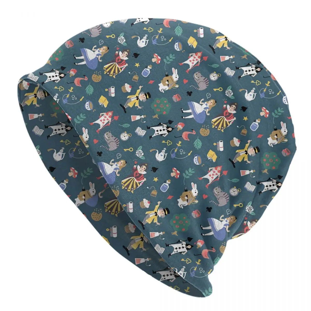 

Custom Alice In Wonderland Beanie Cap Unisex Winter Warm Bonnet Homme Knit Hats Animation Skullies Beanies Caps For Men Women