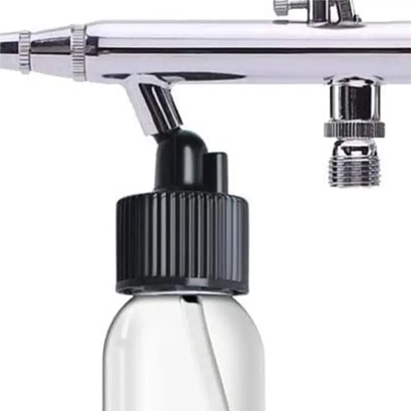 [NEWA08R】 Airbrush Accessories- Dual-Action Lid Adapter& Caps Included, 10Pcs Siphon Feed Jar,30CC Plastic Bottles