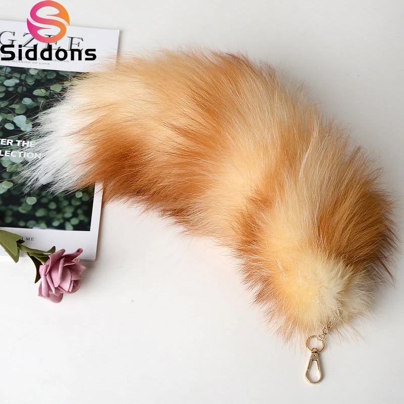 

2024 New Fashion Fox Tail Keychain Wolf Tail Fur Tassel Bag Tag Black And Brown Pom Pom Charm Keyring Holder Strap Chain Gifts