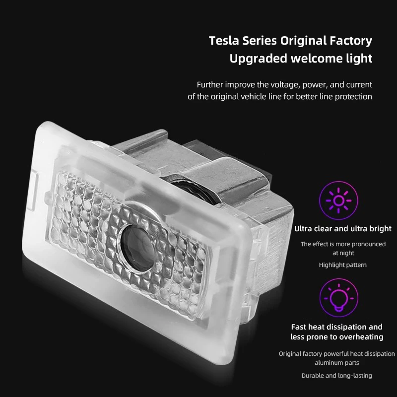 2 قطعة شعار السيارة باب العارض مصابيح HD LED ترحيب أضواء ل تسلا نموذج 3 نموذج Y نموذج X نموذج S Cybertruck SpaceX Roadster