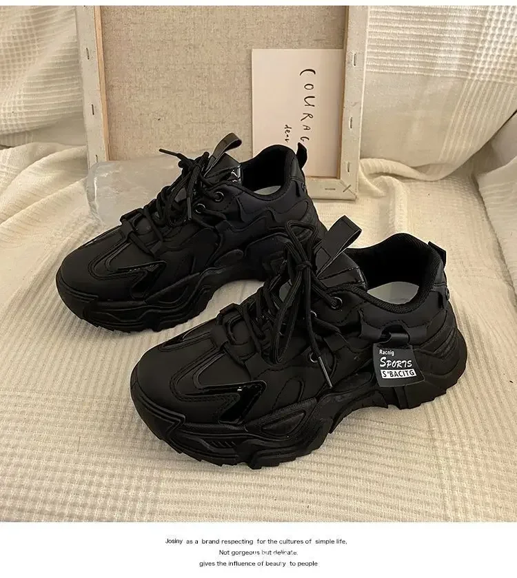 2026 Plateau-Sneaker für Damen Frühling Herbst Neue Chunky-Plateau-Sportschuhe für Damen Modische Dicksohlen-Sneaker aus PU-Leder – Detail 13