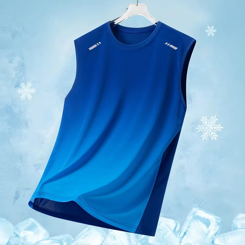 Simples gradiente gráfico ginásio tank topos para homens verão moda fitness esportes 3d impresso colete solto secagem rápida ao ar livre camisetas topos