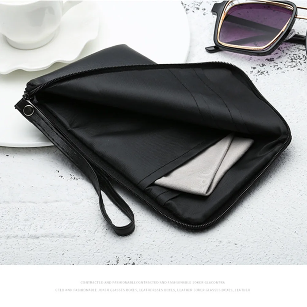 

Glasses Case Vintage Eyeglass PVC Rectangle Ergonomic Shell Handmade Protective Unisex Black