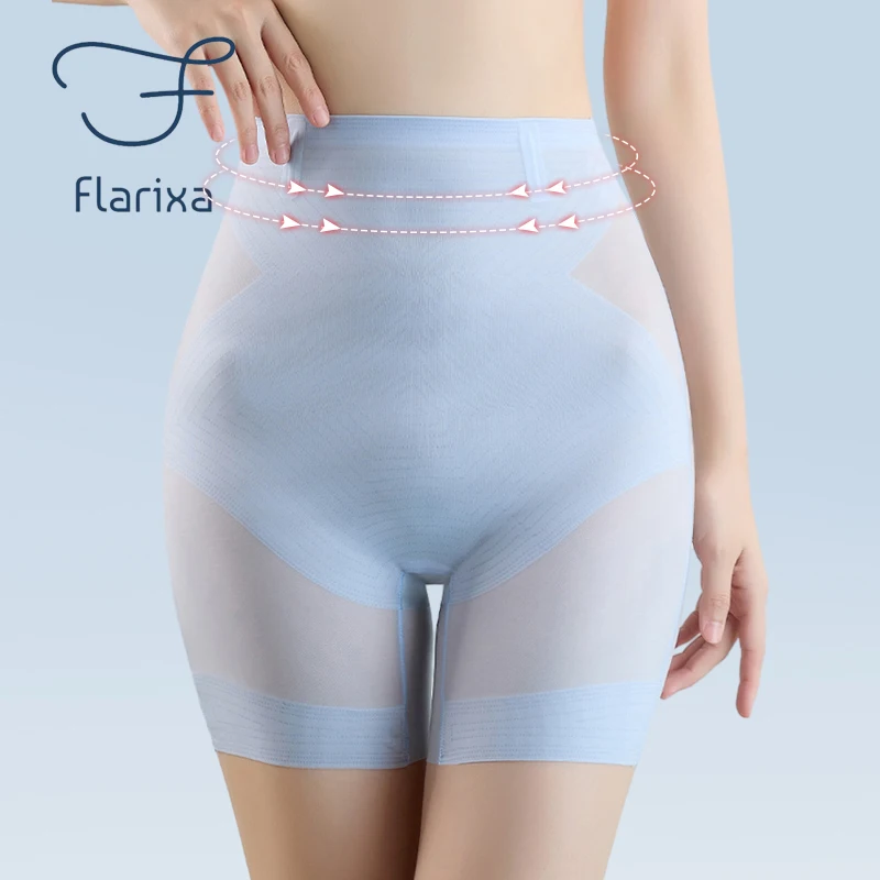 Flarixa Ultra cienkie lodowy jedwab spodenki ochronne damskie majtki modelujące wysoką talię bezszwowa bielizna wyszczuplająca spodnie na brzuch urządzenie do modelowania sylwetki