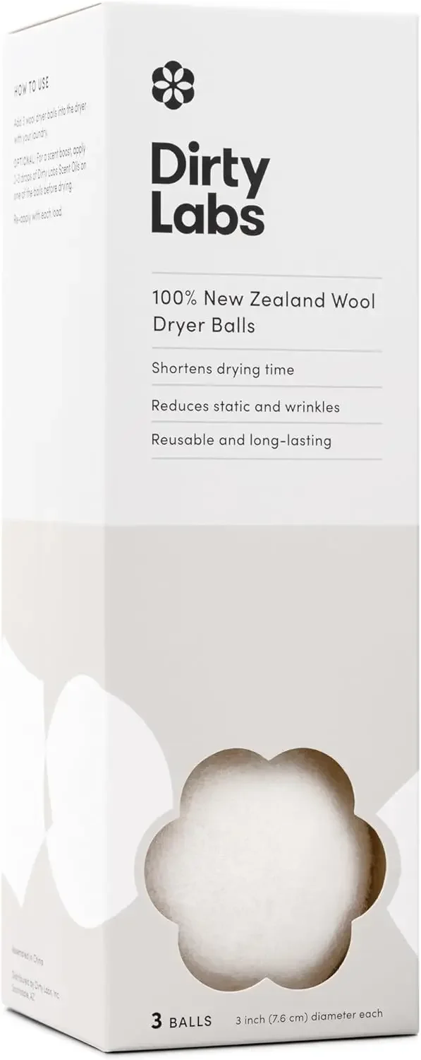 

100% New Zealand Wool Dryer Balls, Set Of 3 - Shorten Drying Time, Reduce Static & Wrinkles, Eco-Friendly Reusable Alternative