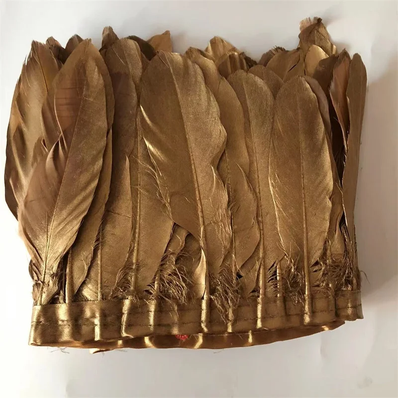 Cking Goose Feather Trims Painting Golden Geese Feather 15-20cm Fringes Ribbons for Dress Skirt Cloth Belt decorative Clothing