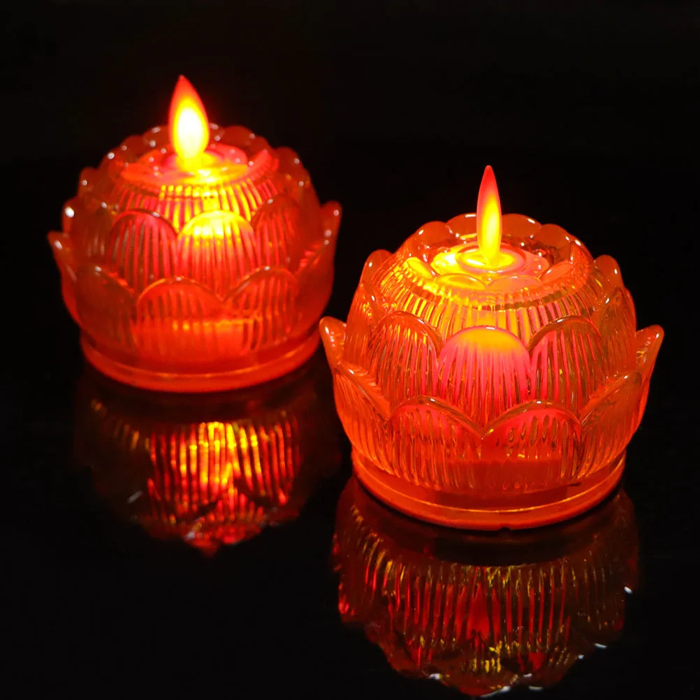 

2Pcs Electronic Light Orange LED Decoration Votive Plastic Warm White Flameless Party
