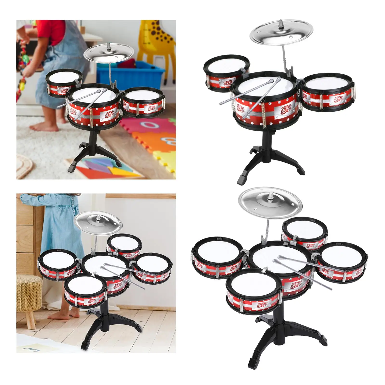 Beginners Kids Drum Set Band Rock Set Musical Toys Educational Toys Toddlers Educational Drum Set for Children Kindergarten