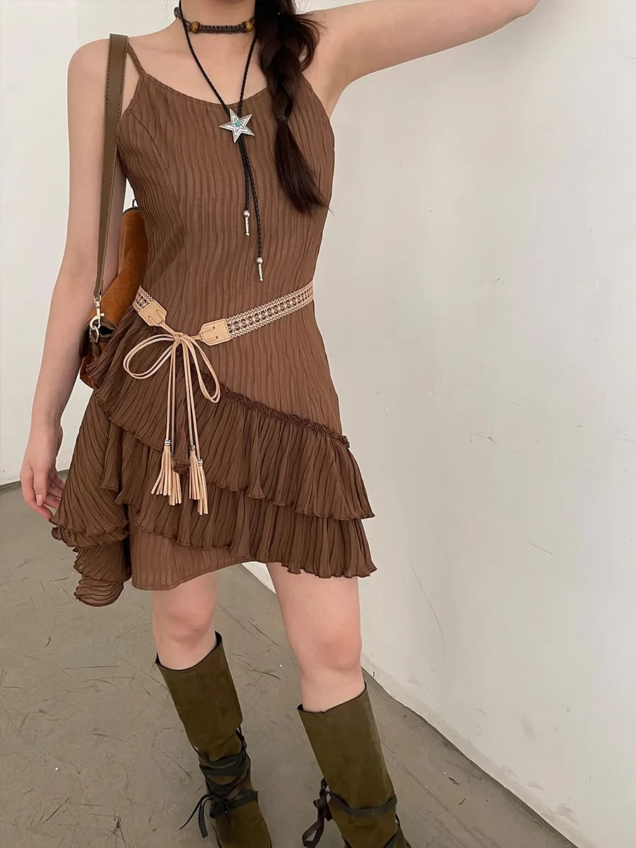 Braided Hollowed-Out Ethnic Belt New Bohemian Accessories Thin Leather Belt With Skirt Ins High-End Sense Of Versatile