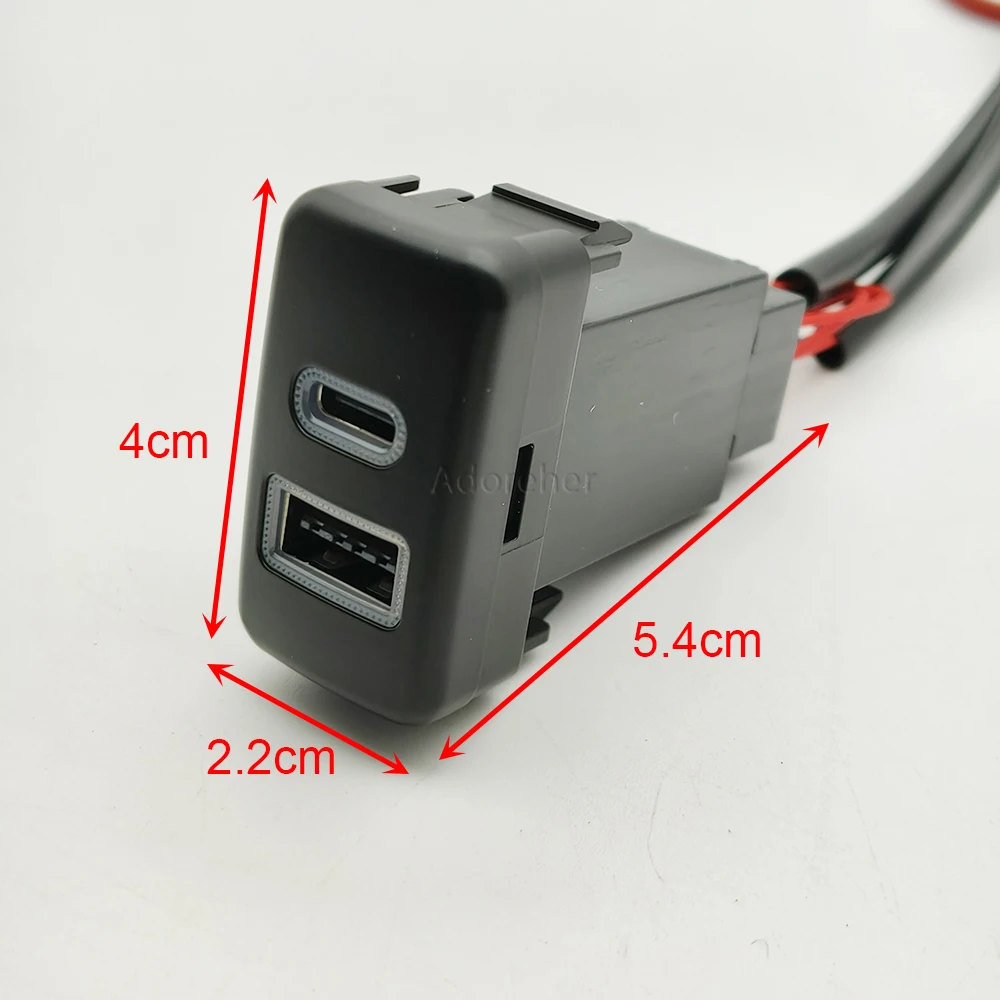 For Old FJ Cruiser Prado LC120 Auto Charger Car Quick Charger TYPE-C PD QC3.0 USB Quick Charging Interface Socket