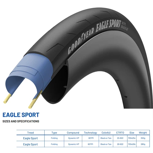 Imagen 2 del producto Goodyear Eagle Sport 700X28C neumático de bicicleta de carretera 700X25C cubierta tubo de neumático neumático plegable bicicleta grava accesorios de ciclismo bicicleta