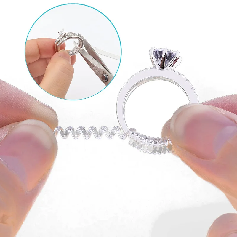 Invisible Spiral Coil Ring Size Adjuster for Loose Rings - TPU Transparent Spring Tightener Reducer for Jewelry Sizing
