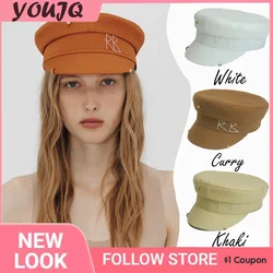 New Arrival Spring Summer Letter Embroidery Caps with Earrings Women Newsboy Cap Letter Military Cap Visor Sombreros De Mujer
