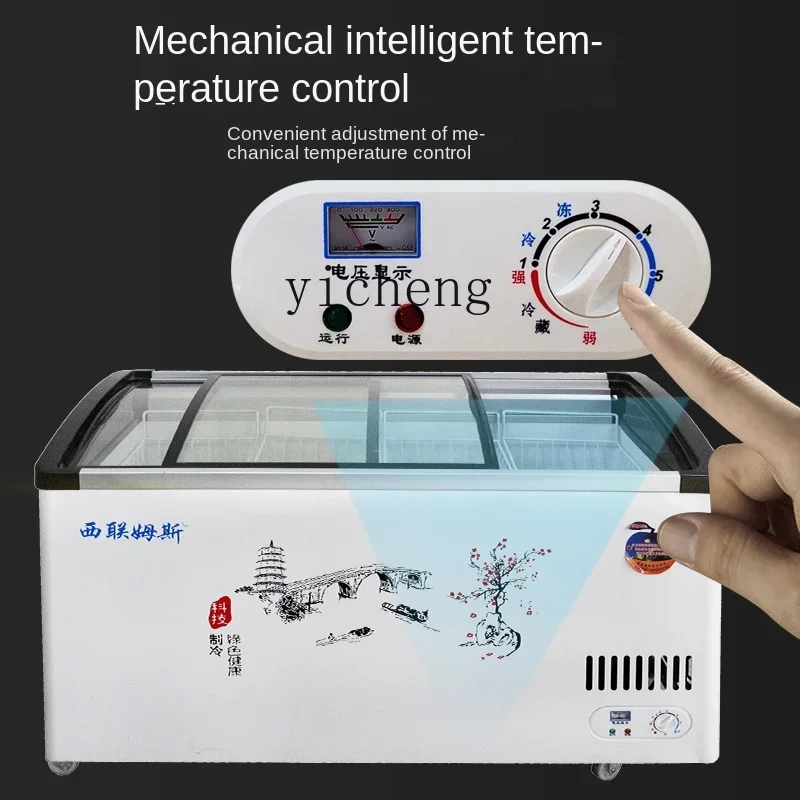 Glass-Door Freezer Commercial Large Capacity Fresh-Keeping Freeze Storage Dual-Use Horizontal Refrigerator Refrigerator