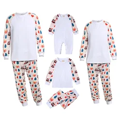 Family Matching Clothes Poyester Christmas Pajamas Sublimation Blanks Mother Kids Pyjamas Set Look Sleepwear For Custom Print