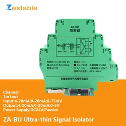 Passive & Active DC Signal Isolator with  4-20mA 0-20mA 0-75mV Output Signal 1 in 1 out  Signal Isolator