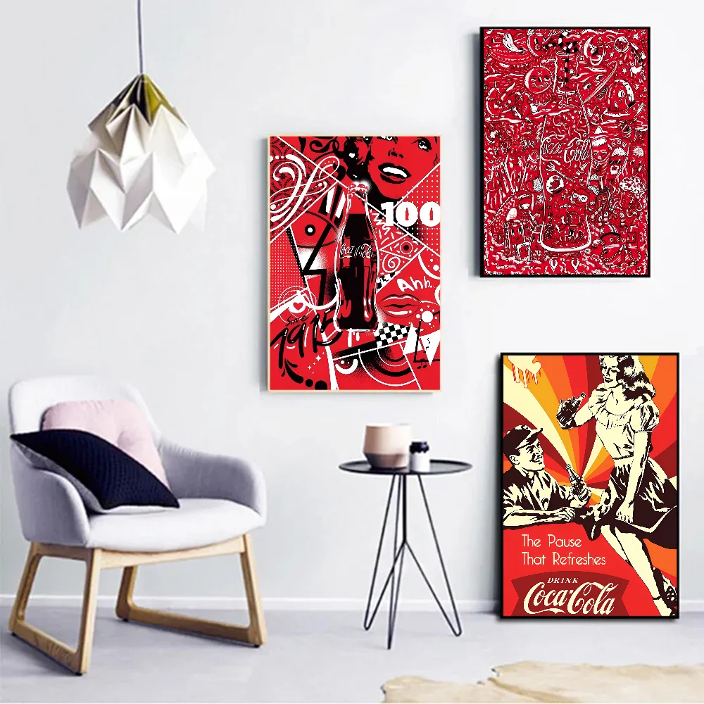 C-coca-cola DIY Sticky Poster Fancy Wall Sticker for Living Room Bar Decoration Wall Decor