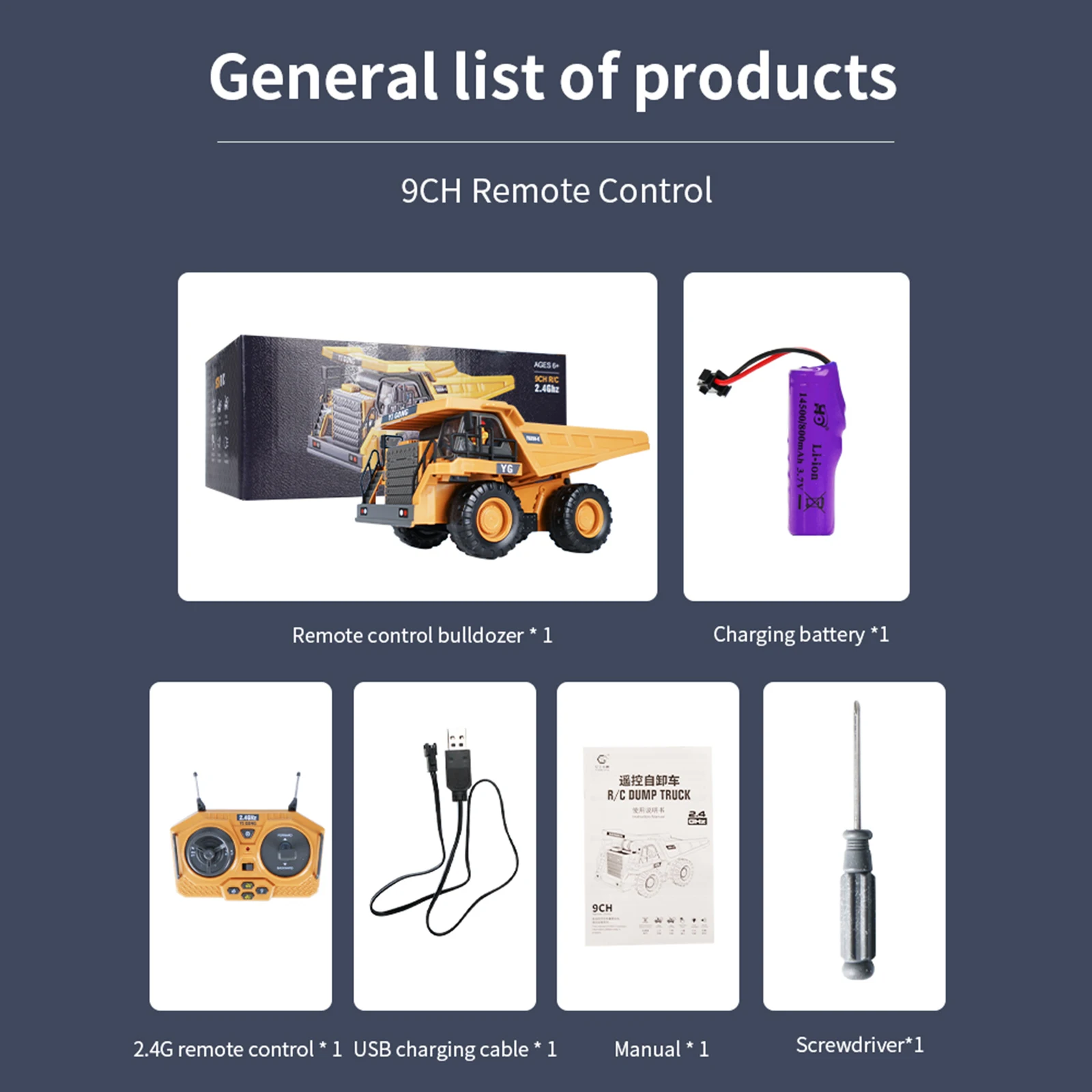 2.4G Radiogestuurde RC Dump Truck 1/24 9CH Dumper Techniek Auto Voertuig Modellen voor Kinderen Volwassen Cadeautjes