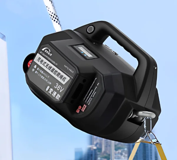 Electric rope climbing machine rechargeable remote control lithium battery hoist crane aerial work exterior wall climbing