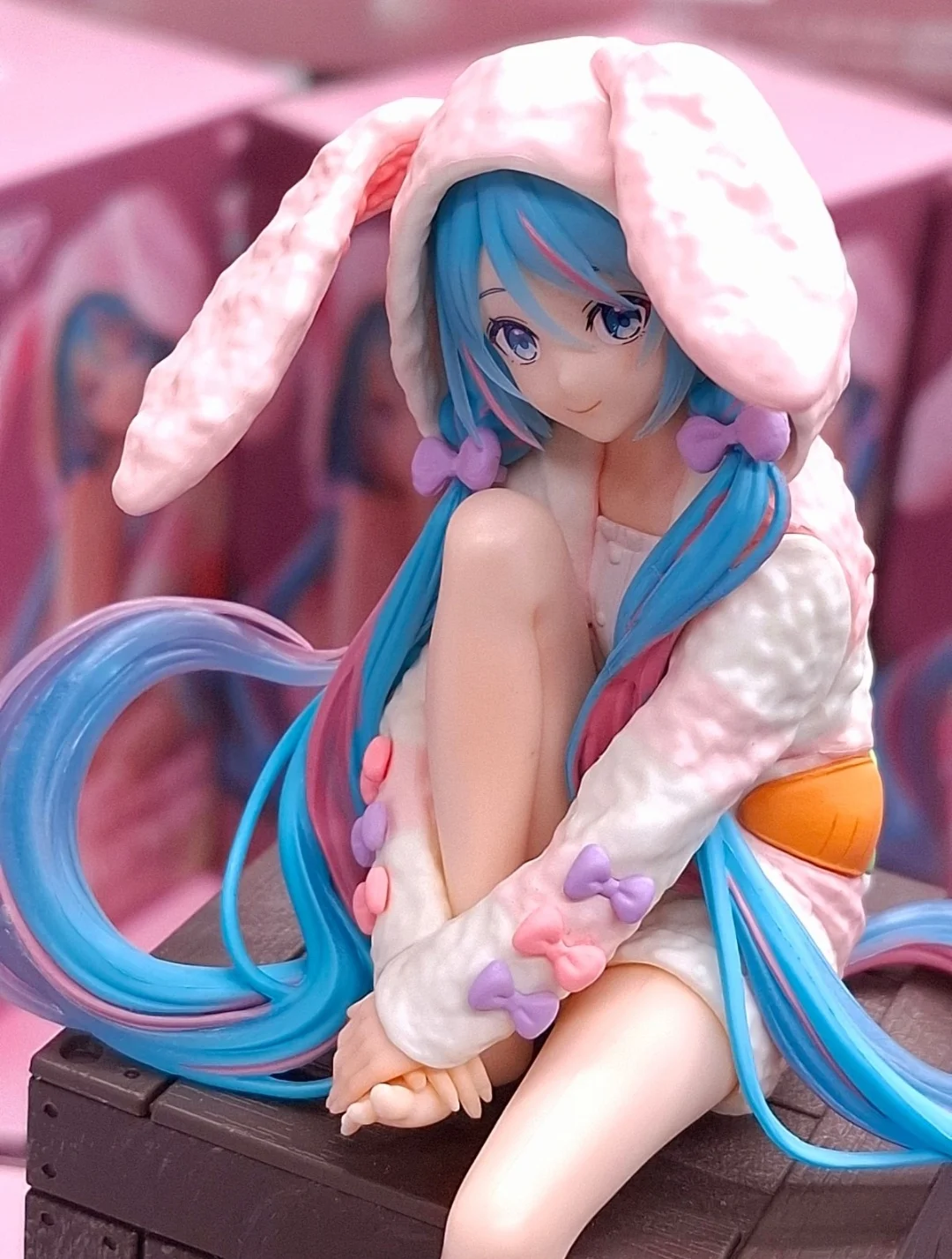 Genuine Furyu Hatsune Miku Rabbit Ear Pajamas Anime Peripheral Garage Kit Vocaloid Collectable Model Decorations