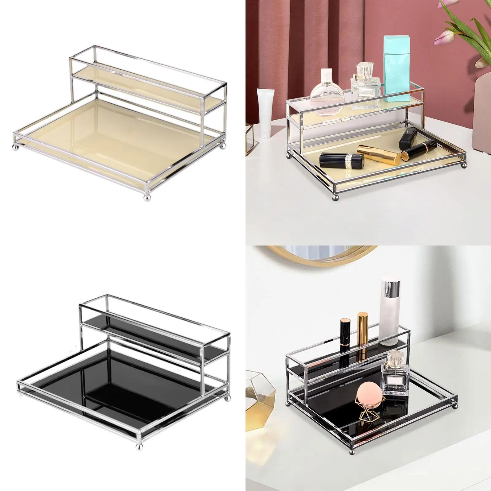 Vanity Organizer Rack Kitchen Bathroom Organiser Rust Resistant 2-layer Storage Shelf Acrylic Storage Rack for Hotel