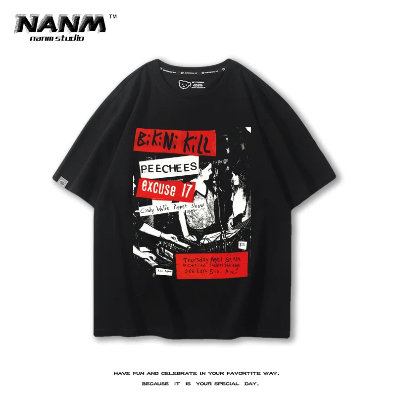 

Bikini Kill American Style Hip-hop Rock Sports Music Street Fitness Summer Loose Men's T-shirt Top Women's T-shirt Couple Style