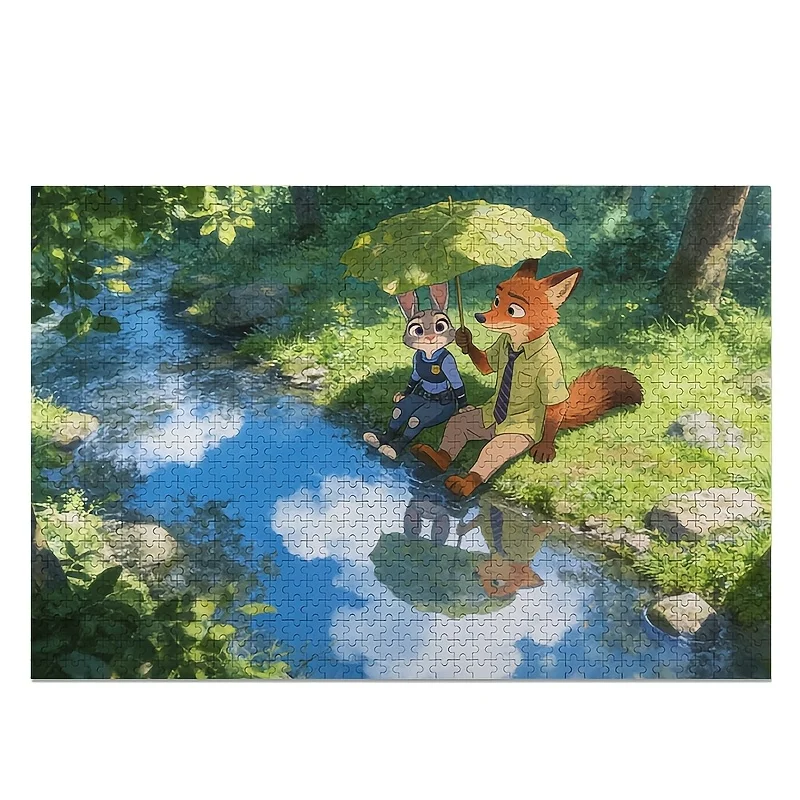 1000 stuks Disney Zootopia Judy & Nick Wilde Posterpuzzel - & Matching Challenge voor volwassenen, / Familiebord, Zootopia-themakamer De