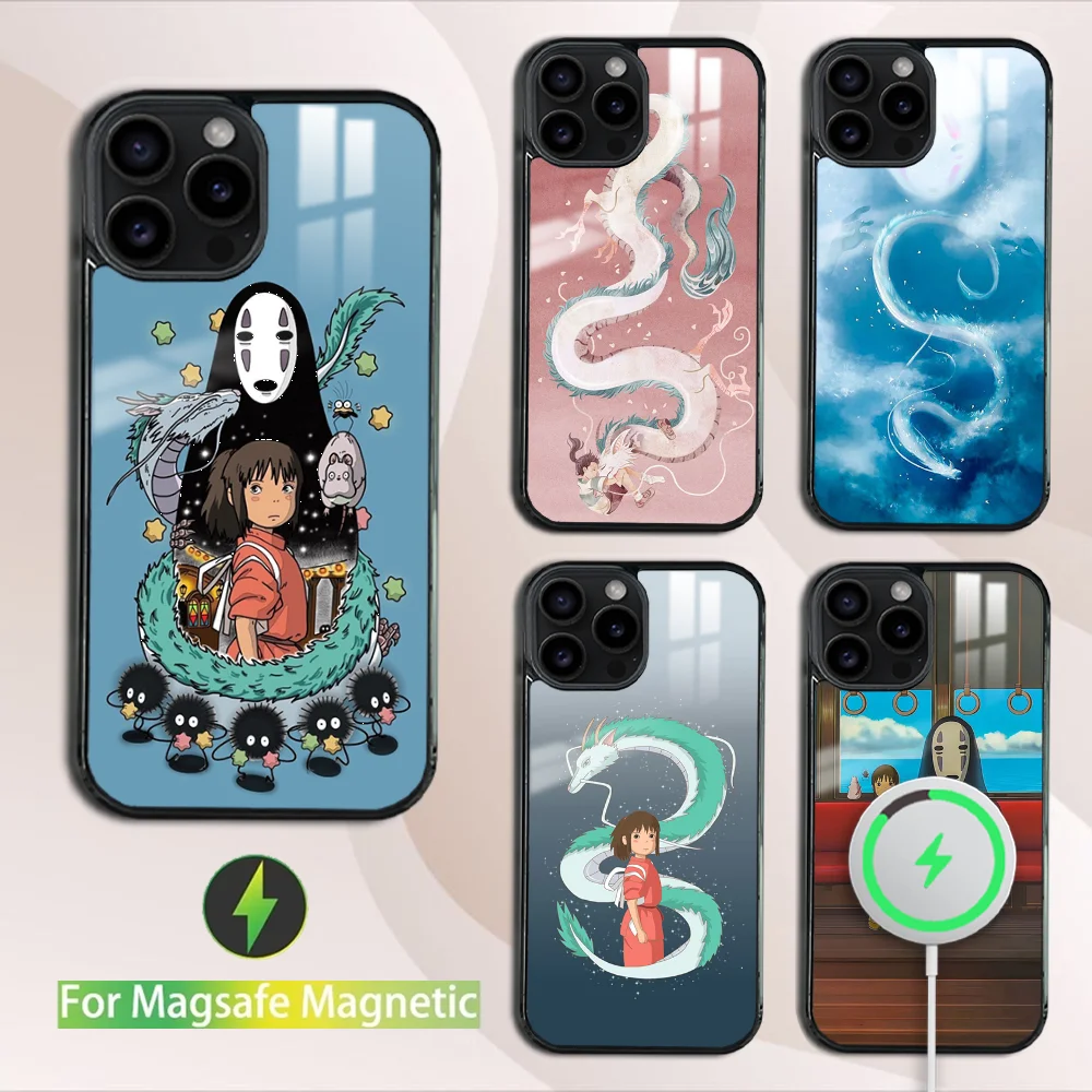 Anime S-Spirited A-Away Phone Case For iPhone 16 15 14 13 12 11 Pro Max Plus Mini Magsafe Mirror Wireless Magnetic Cover