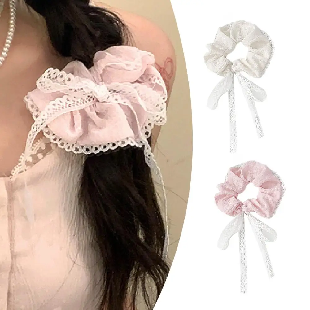 Cute Lace Bow Hair Band Female Streamer Large Intestine Hair Band Bow Ribbon Ribbon Girl Headband Headwear Accessories