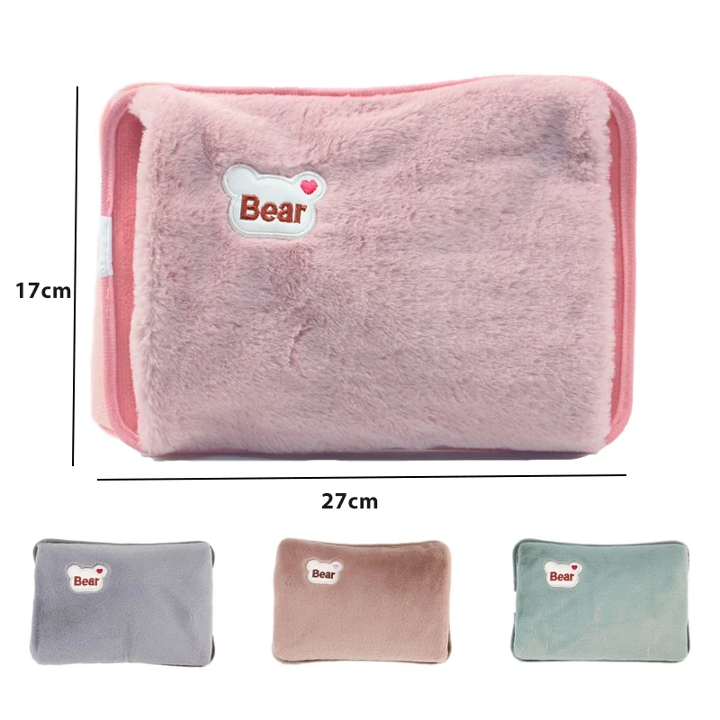 EU Plug Hand Warmer Electric Hot Water Bag Winter Soft Plush Charging Hot Water Bottle Rechargeable Warm Hand Pocket