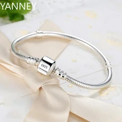 New Original Fine Jewelry 925 Sterling Silver Charm Bracelet Soft Smooth Snake Bone Bracelets for Women DIY Bangle