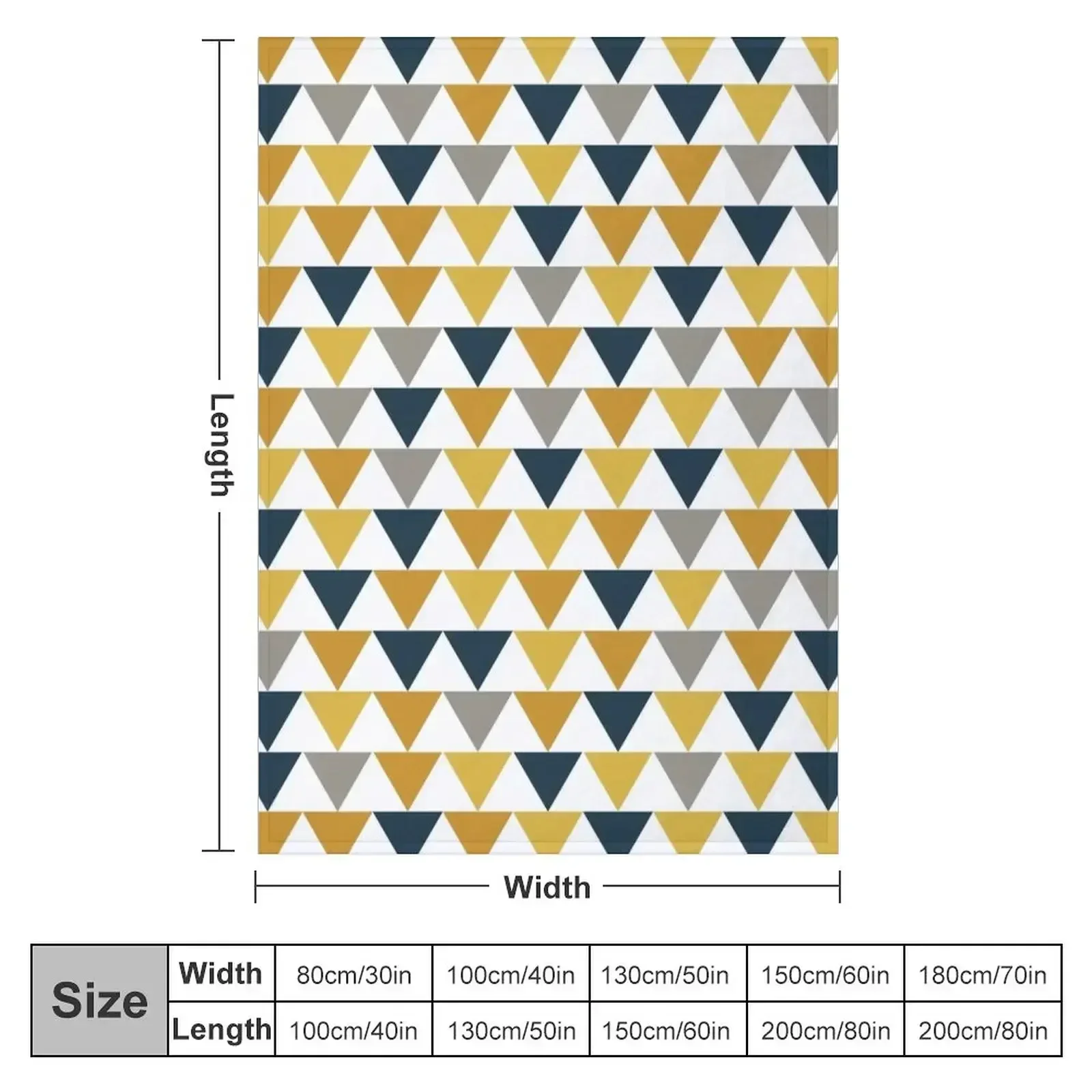 Arrows: Light Mustard Yellow, Dark Mustard Yellow, Dark Blue, Grey, and White Geometric Pattern Throw Blanket
