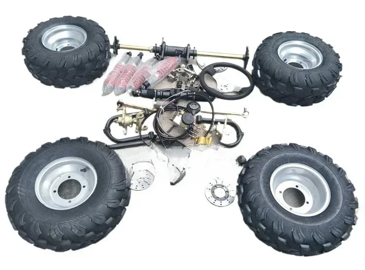 Four-wheel kart accessories, modified steel pipe car steering suspension rear axle rear axle one-to-three disc brake kit