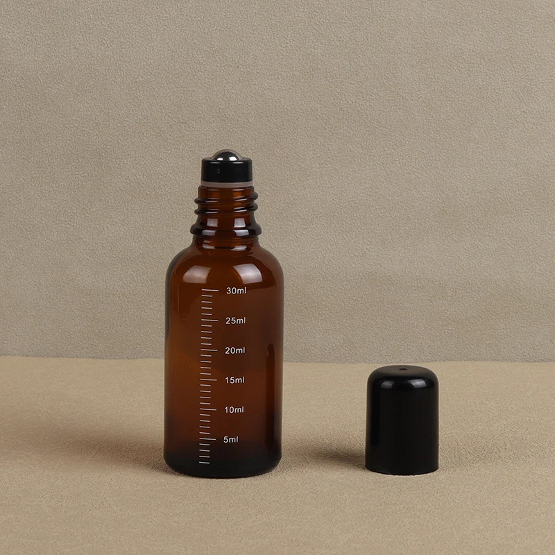 1szt 5ml 10ml 15ml 20ml 30ml 50ml Puste brązowe butelki szklane Roller Ball do perfum Olejki eteryczne Płynne substancje