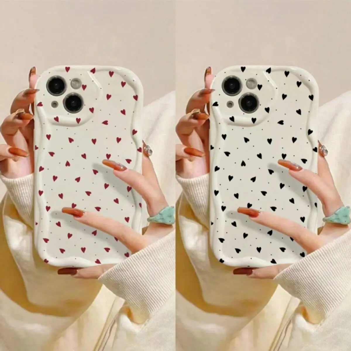 16Pro Phone Cases Love Heart Case For iPhone 15 16 Pro Max 14 11 13 12 Mini XR 8 7 Plus X XS SE 2022 Soft Silicone Curly Cover