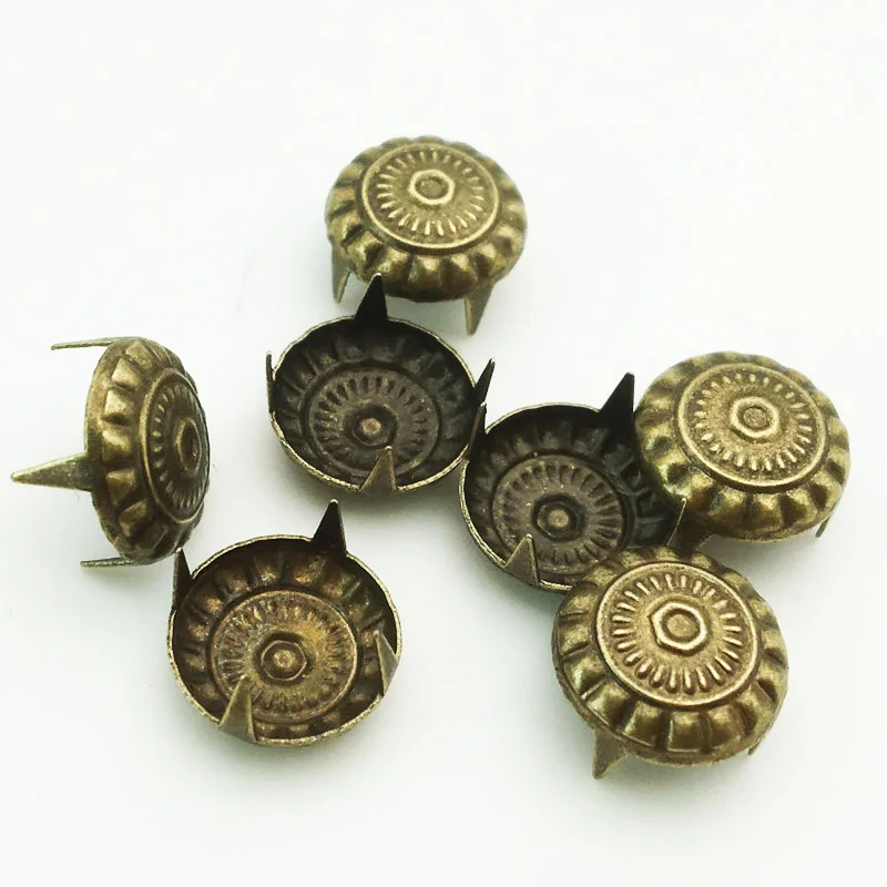 100/200 قطعة معدنية مستديرة برونزية أربعة مشابك تثبيت المسامير سكرابوكينغ الزينة الحرف دبوس الديكور ترصيع 11 مللي متر QTG274 #4