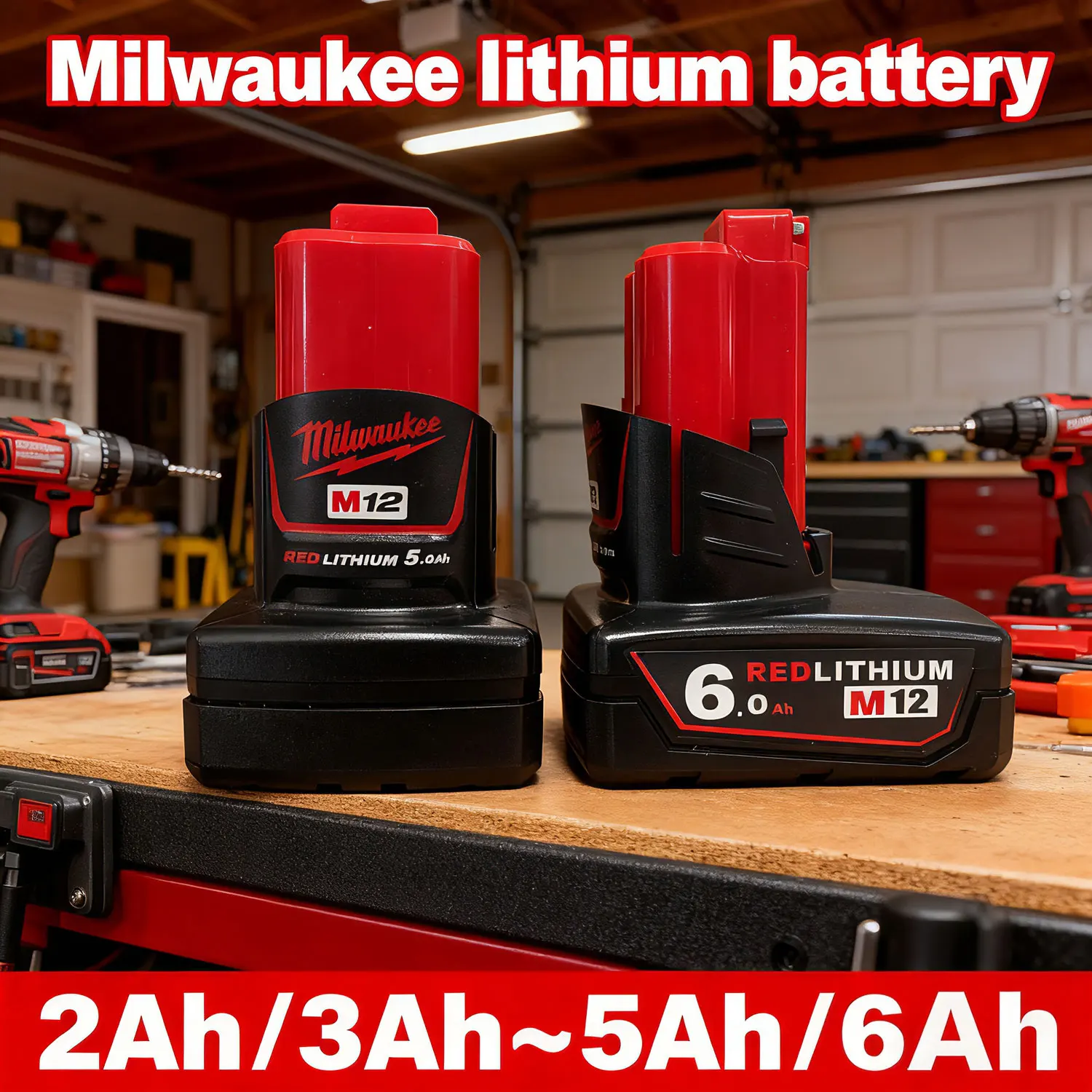 Milwaukee M12 M12B6 M1248-11-2401 48-11-242 Power tool battery 5000mAh/6000mAh 12V lithium battery.