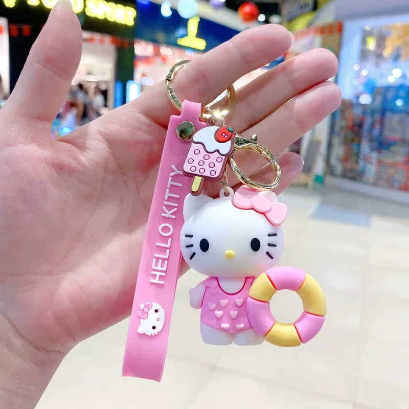 New Cute Sanrio Cinnamoroll Melody Pochacco Pom Pom Purin Keychain Cartoon Key Ring Couple Bag Pendant Small Gift